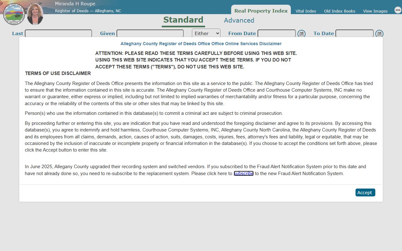 Alleghany County online records search for property records