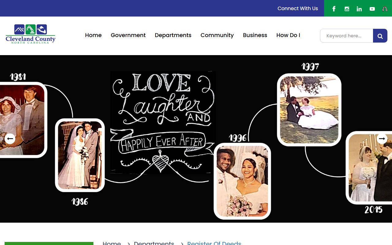 Cleveland County Register of Deeds property records website