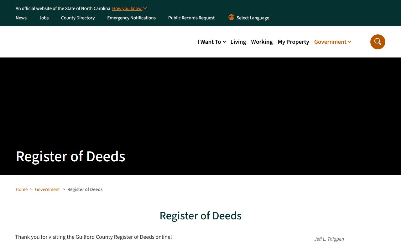 Guilford County Register of Deeds property records website