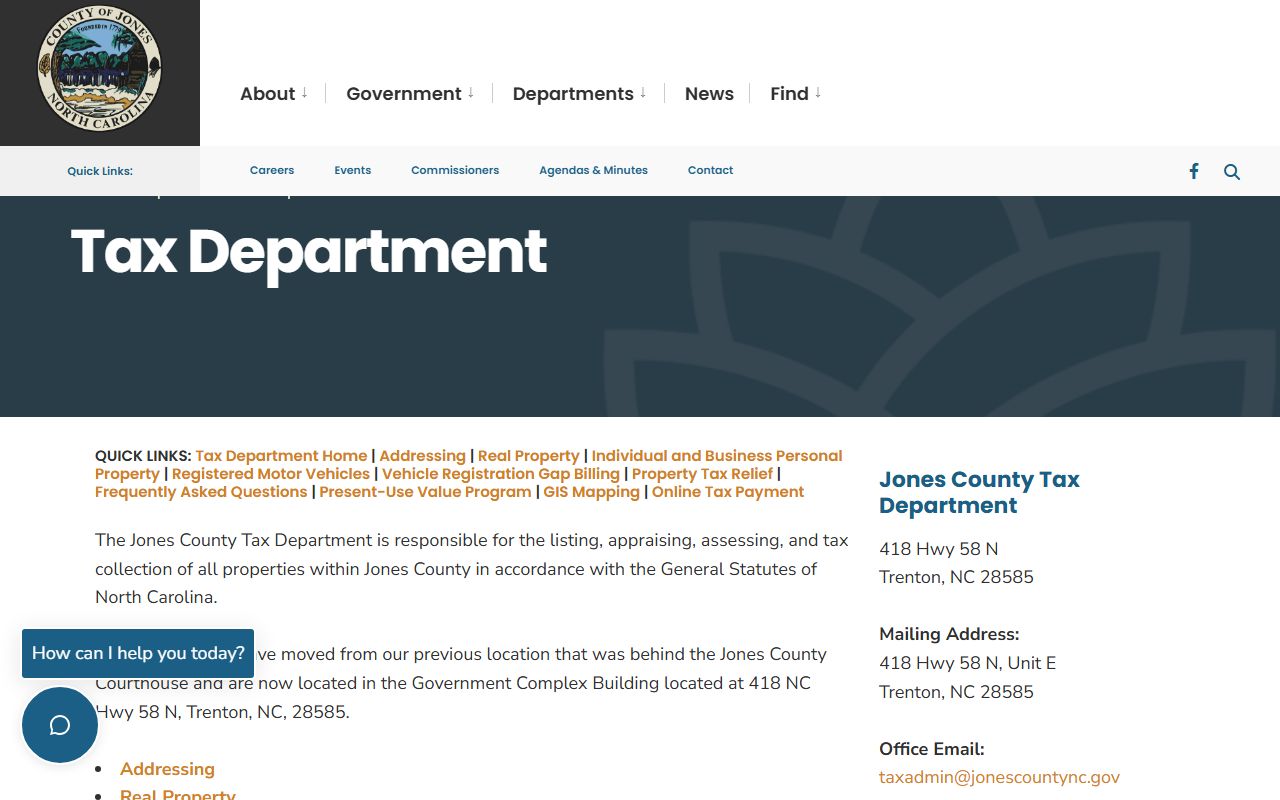 Jones County Tax Office property records page