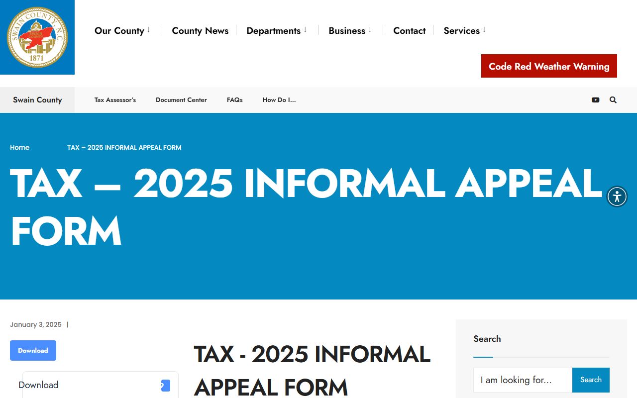 Swain County Tax Office property records page