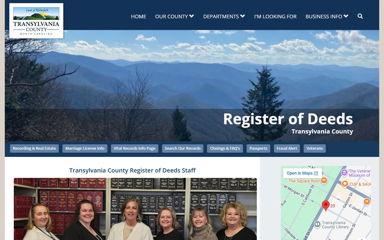 Transylvania County Register of Deeds property records website
